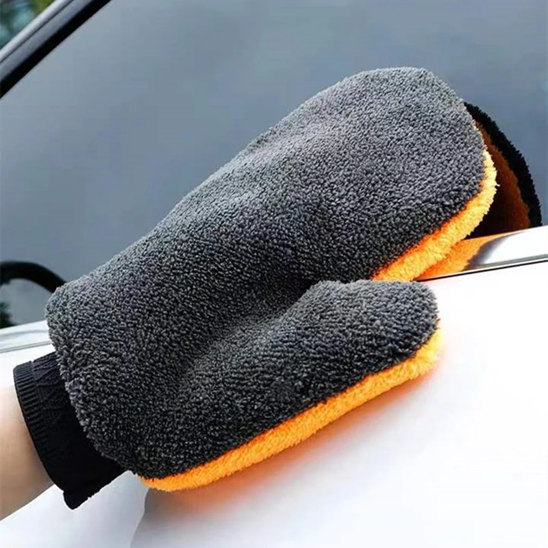 

Coral Fleece Car Washing Gloves Clean Window Door Velvet Water Absorption Soft Care Furniture Glass Dust Cleaning Washer Mitten