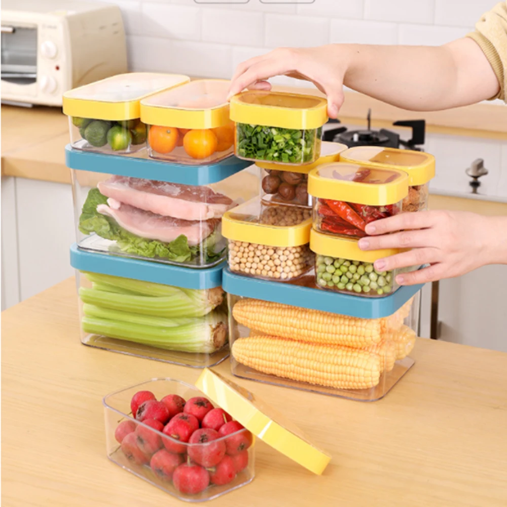 

Refrigerator Food Storage Containers with Lids Kitchen Storage Seal Tank Plastic Separate Vegetable Fruit Fresh Box