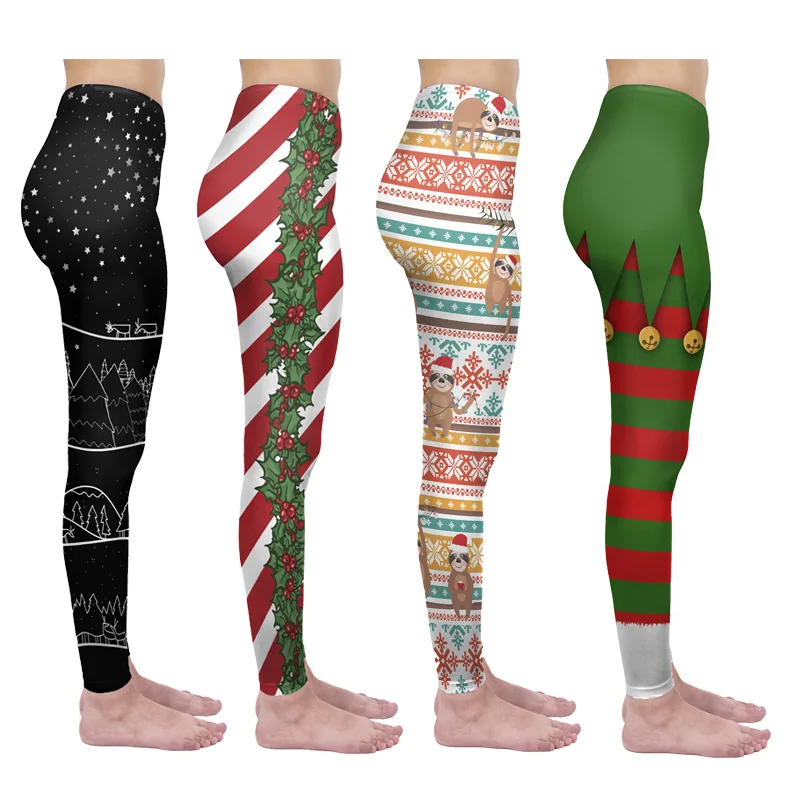 

Christmas Design Women's Skinny Leggings Fashion Print Yoga Pants Sport High Waist Stretch Leggings Sexy Jeggings For Women