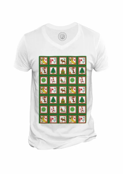 

Mens t-shirt vee neck motifs christmas tree gift vintage retro santa claus 50's- show original title