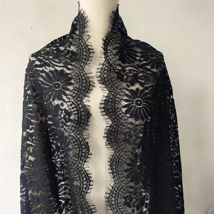 63cm wide thick black hollow eyelash lace accessory clothing skirt dress fabric | Дом и сад