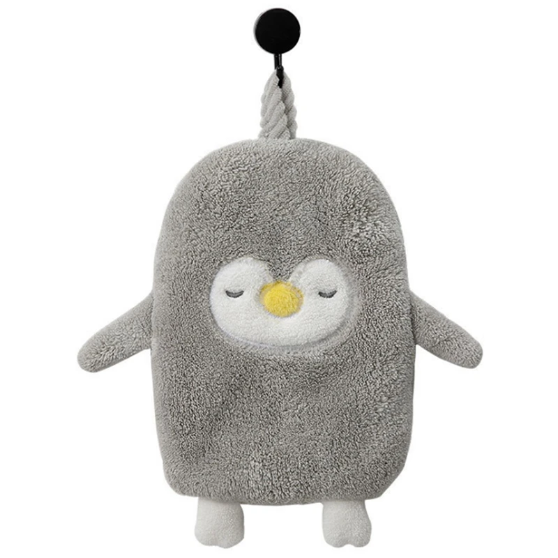 

4PCS Cartoon Hanging Hand Towel Soft Coral Kitchen Towel Cute Penguin Kids Bathing Towel Quick Dry Towels