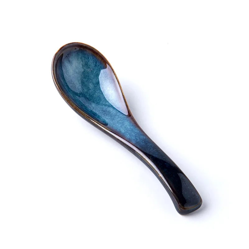 

Creative ceramic small spoon household soup restaurant personality blue
