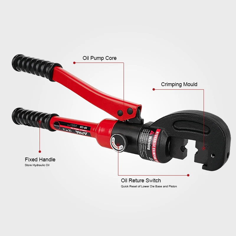 Гидравлический нажимной инструмент для наконечников кабелей силовым кабелем 10-120 мм2 Электрический набор проводов для аккумуляторных клемм HP-120 C.