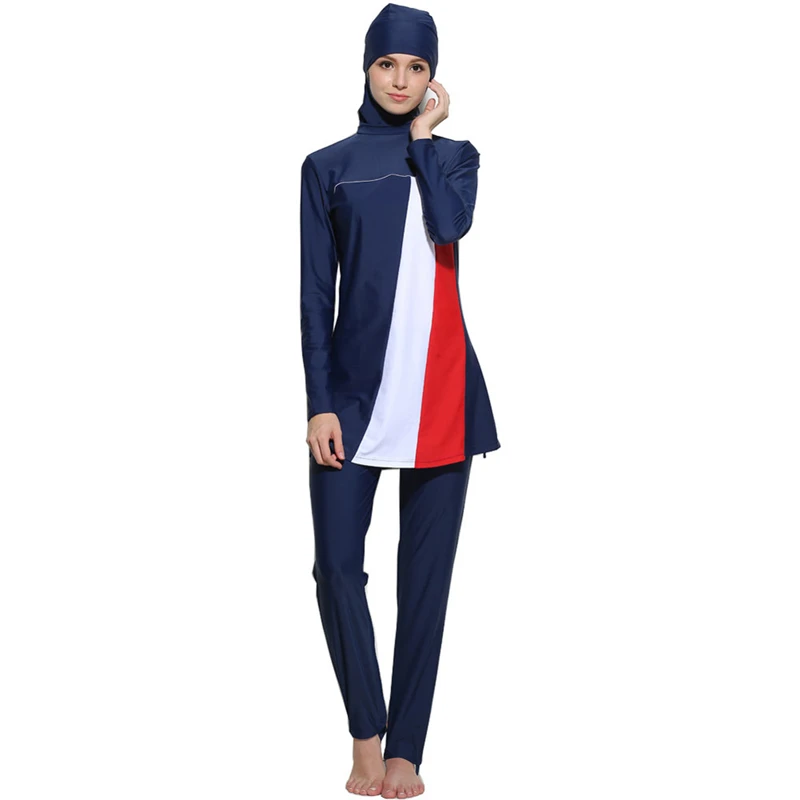 

Женский Мусульманский купальник размера плюс, скромный купальник, мусульманский Топ с длинным рукавом + штаны, купальный костюм, хиджаб, Бур...