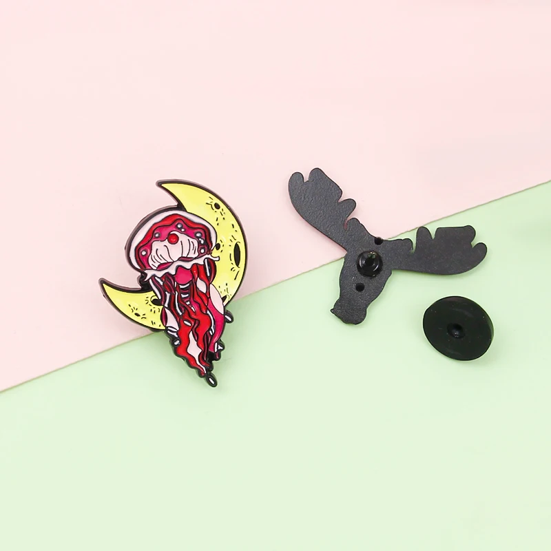 Цветные броши в виде животных эмалированная булавка медузы оленя цветной узор