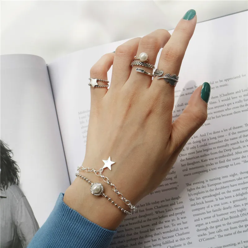 RUIYI корейский стиль Настоящее серебро 925 пробы браслет желание звезда жемчуг