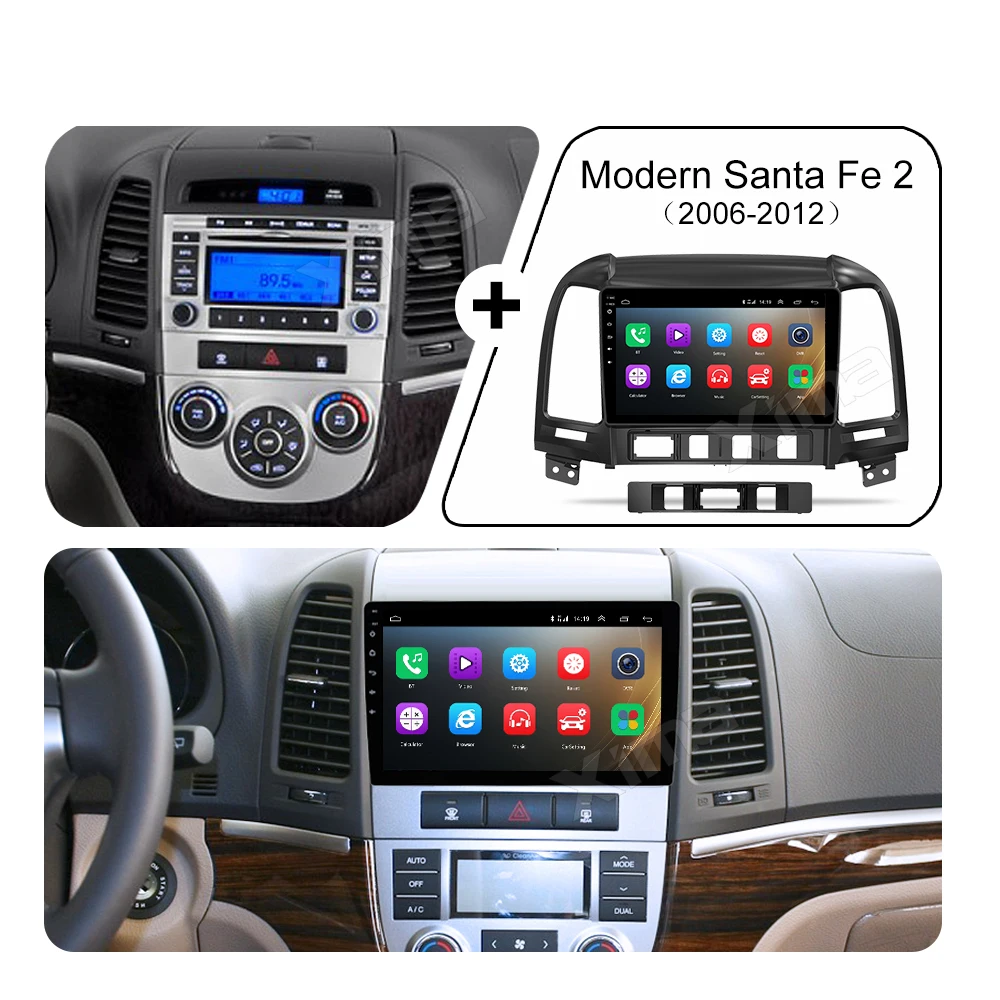 Автомобильный мультимедийный плеер 2.5D Android для Hyundai Santa Fe 2006-2012 с GPS-навигацией Wi-Fi 2