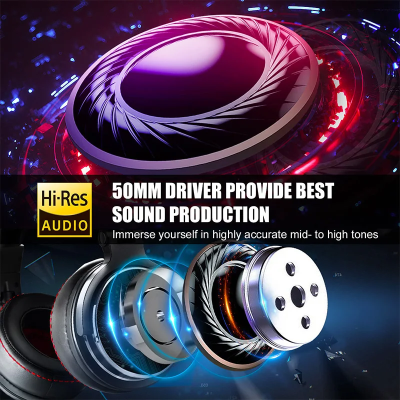 Oneodio Wired Professional Studio Pro DJ Headphones With Microphone Over Ear HiFi Monitor Music Headset Earphone For Phone PC