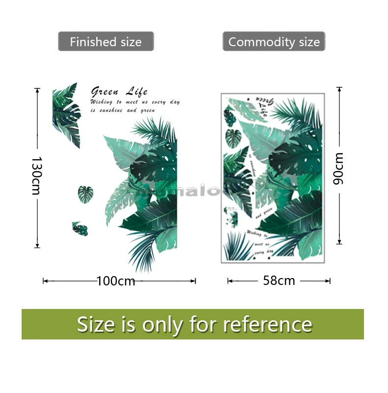 

New fresh Nordic green leaf wall stickers living room bedroom children's room decoration stickers