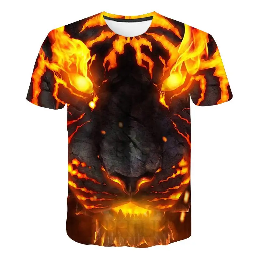 

Man Children T-shirts with Short Sleeves Harajuku/deer T-shirts Glowing Deer Animal 3 D Printing Sleeve Style Sleeve Length(cm)