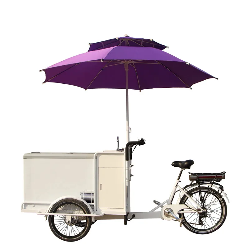 

2021 Mobile Ice Cream Cart Bicycle Freezer Electric Bicycle Pedal Bike Street Food Cart Adult Tricycle Cargo Free Shipping