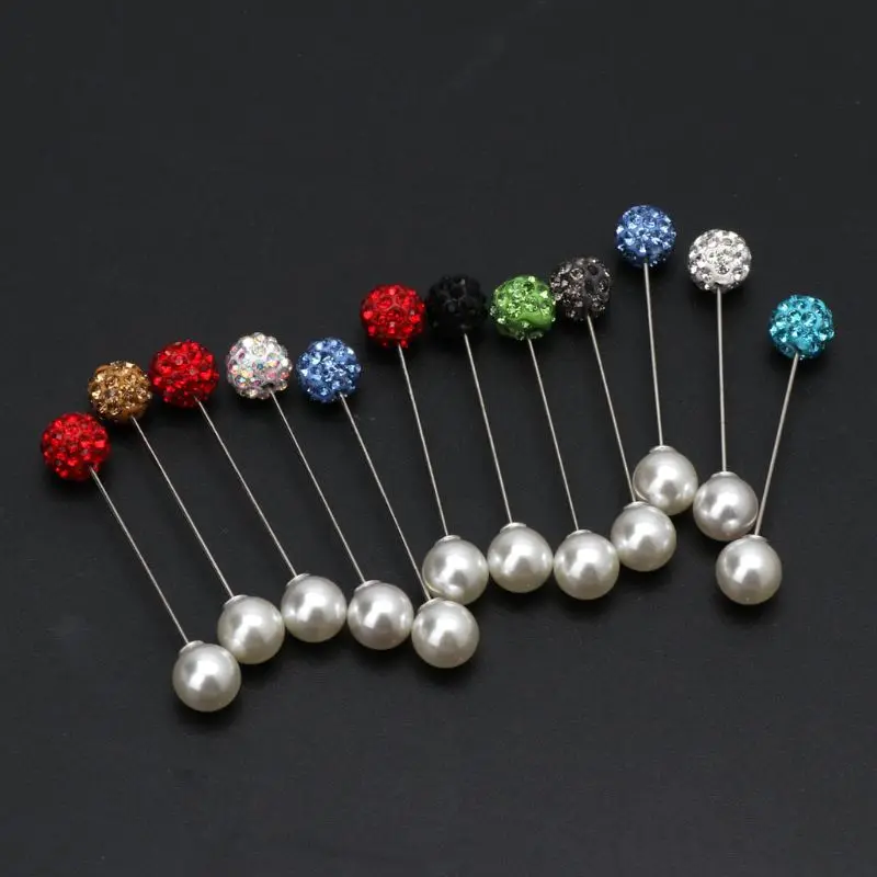 

12Pcs Women Brooch Pins Colorful Crystal Hijab Scarf Pearls Safety Pins Sweater Shawl Clips Brooches Fashion Jewelry