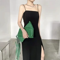 luxury brand tassel lady clutch bags designer woven women handbags and purses high quality evening bag large party female clutch