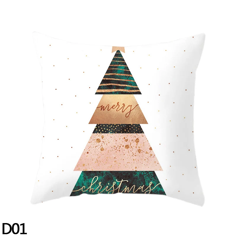 D01 xmas tree 45*45 см звезда олень Рождественское дерево Отпечатано Merry Рождественская наволочка для подушки декоративная наволочка для подушки автомобиль диван год Рождество домашняя декоративная подушка - Цвет: D01 xmas tree