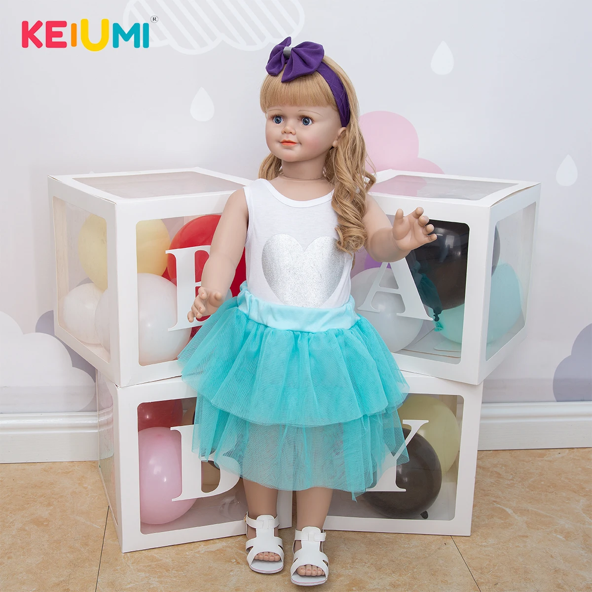 New Arrival KEIUMI Gold Wave Hair Stand Baby Dolls 78 CM Smiling Huge Toddler Girl 3-4 Years Kids Present High Quality Toys | Игрушки и