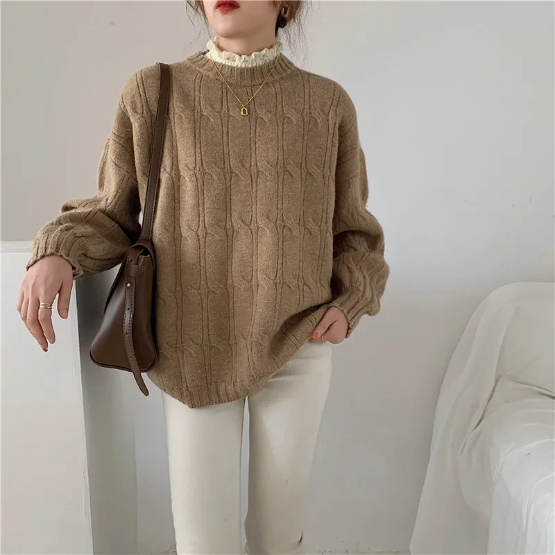 

Han edition joker knitting render unlined upper garment will ~ the new lace false two thickening warm sweater inside women wear