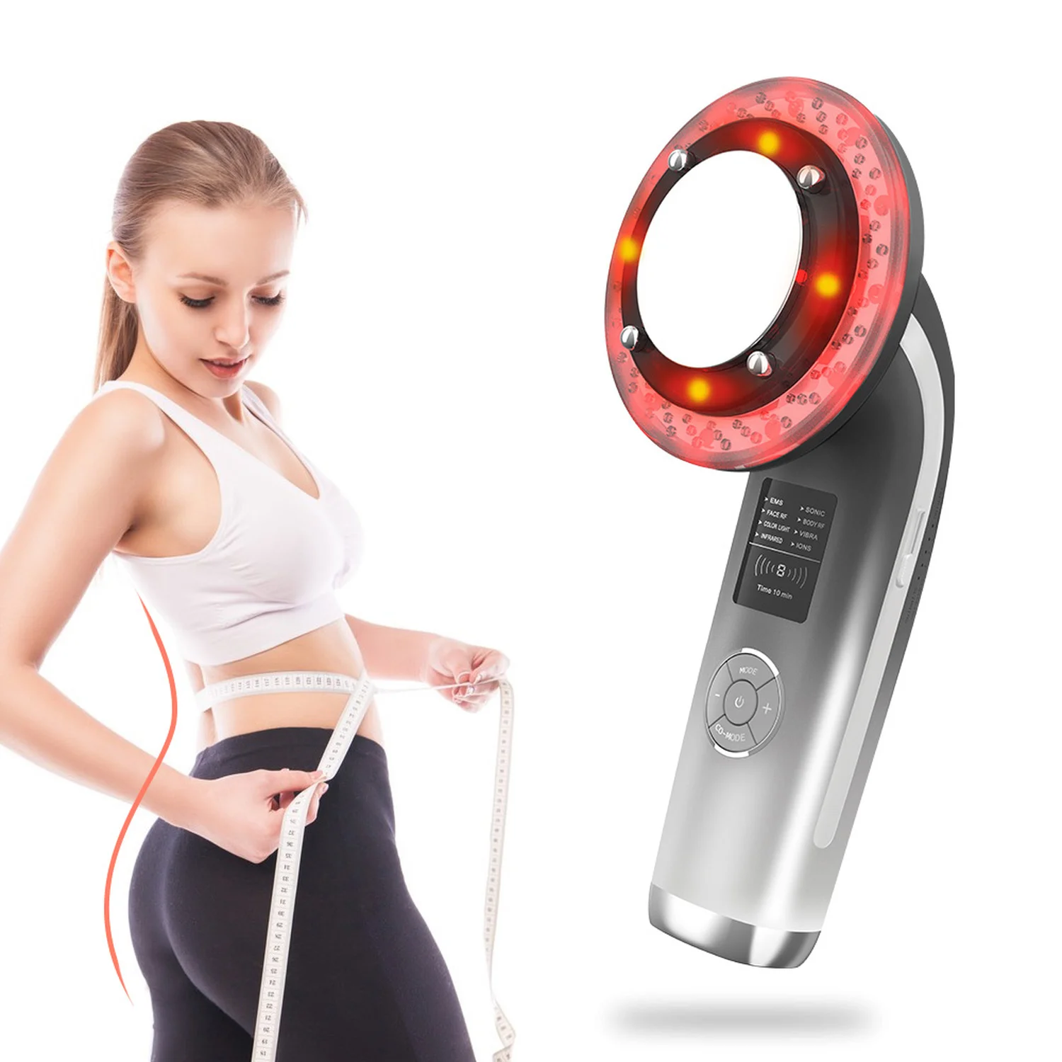 

8 in 1 Ions Face Massager Radio Frequency LED Light Therapy EMS Ultrasound Cavitation Fat Burner Cellulite Machine Face Lifting