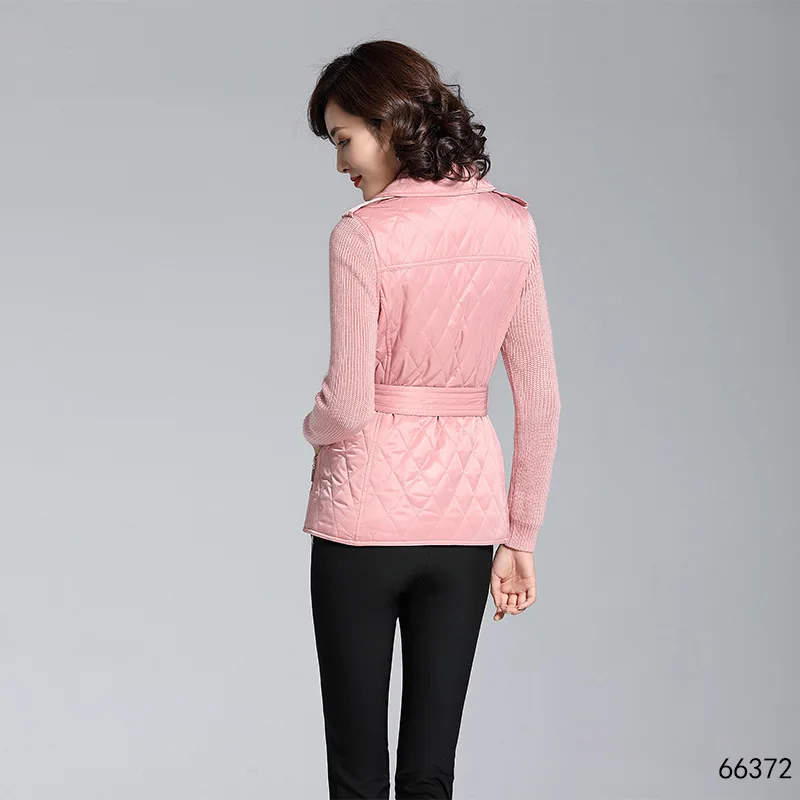 2019 Женская куртка Осень-зима модная теплая с талией на молнии однотонная