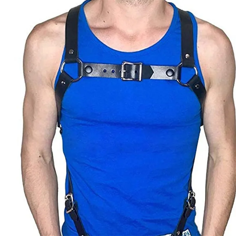 Сексуальный кожаный нагрудный ремень для фетиша мужчин Регулируемая Готическая