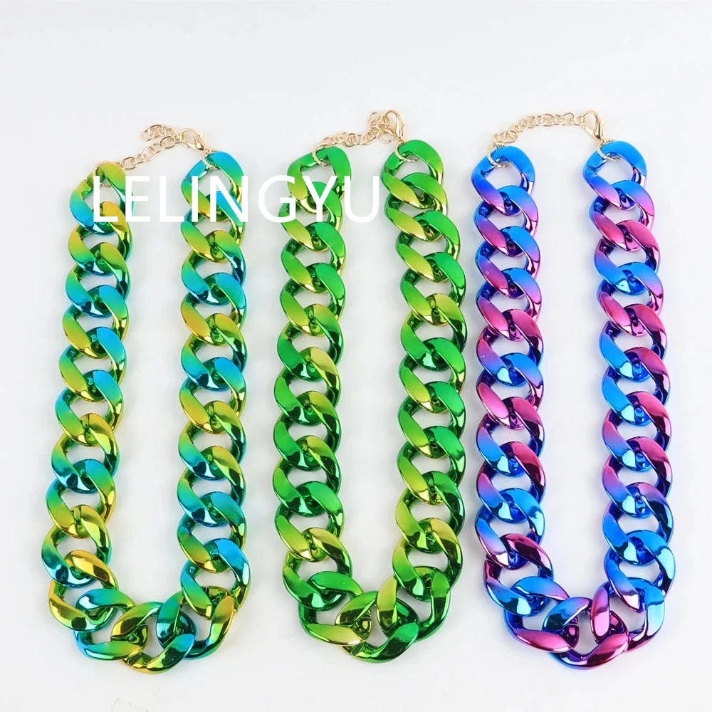 

Acrylic plastic transparent necklace, suitable for men and women, collar with Large Acrylic Pendant, fashion jewelry, punk rock