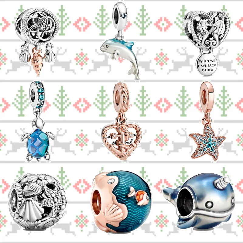 

Whale Sea Turtle Dangle Charms Beads 925 Sterling Silver Murano Glass 2021 Summer Fit Original Pandora Bracelets Lady Jewelry