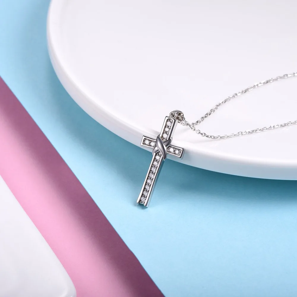 Женский кулон-крест из серебра 100% пробы с фианитами | Украшения и аксессуары