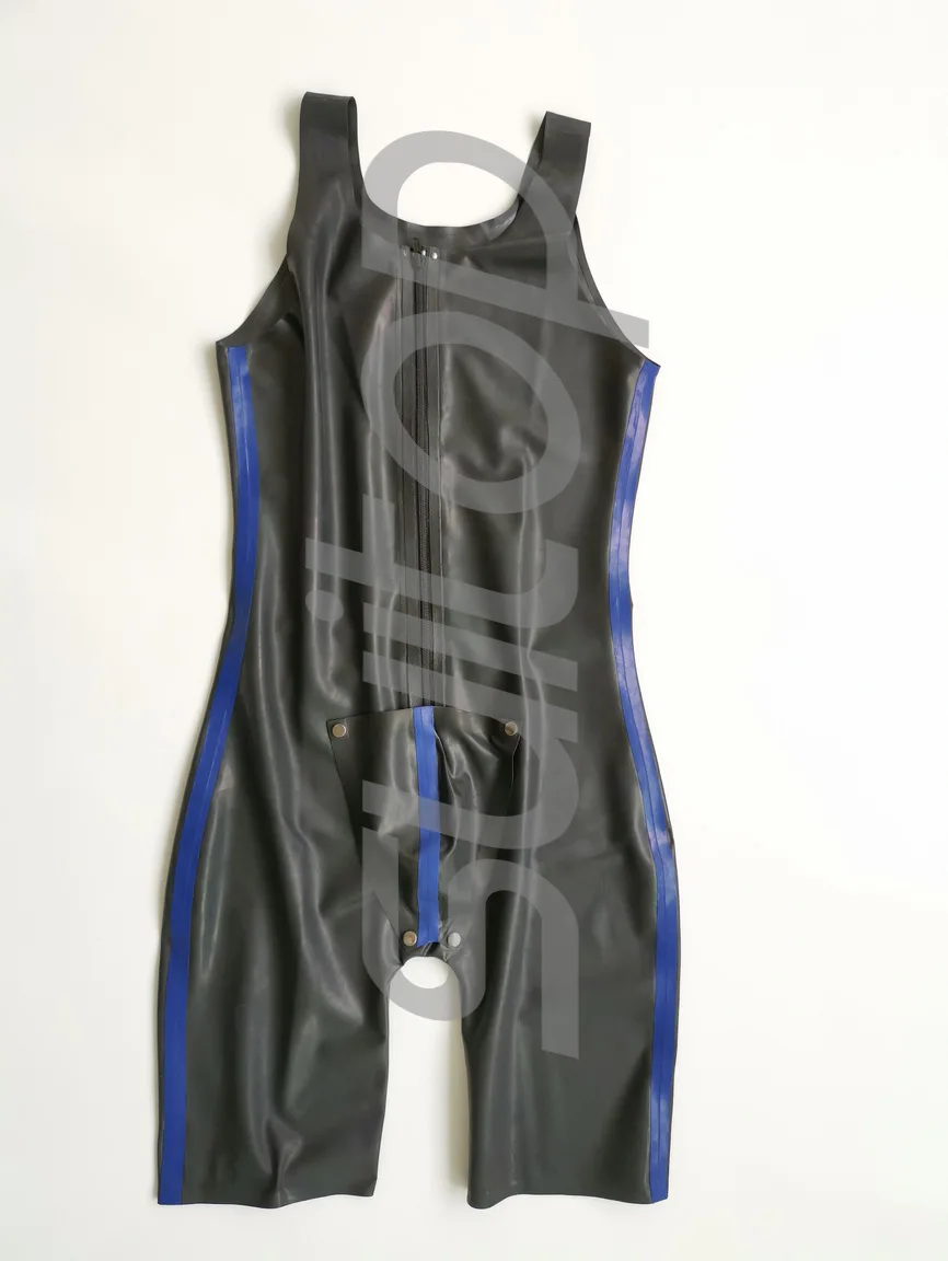 Мужская мода sheathy латексная одежда Майо с задней застежкой спереди молния до