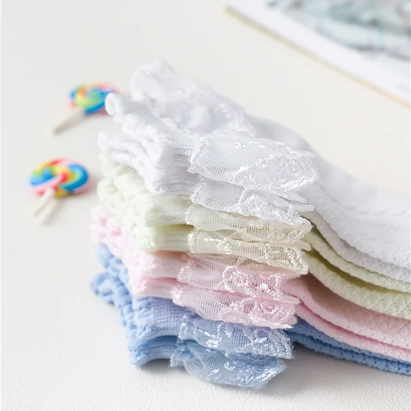 Носки с кружевом для девочек 4 цветов летние короткие носки малышей одна пара