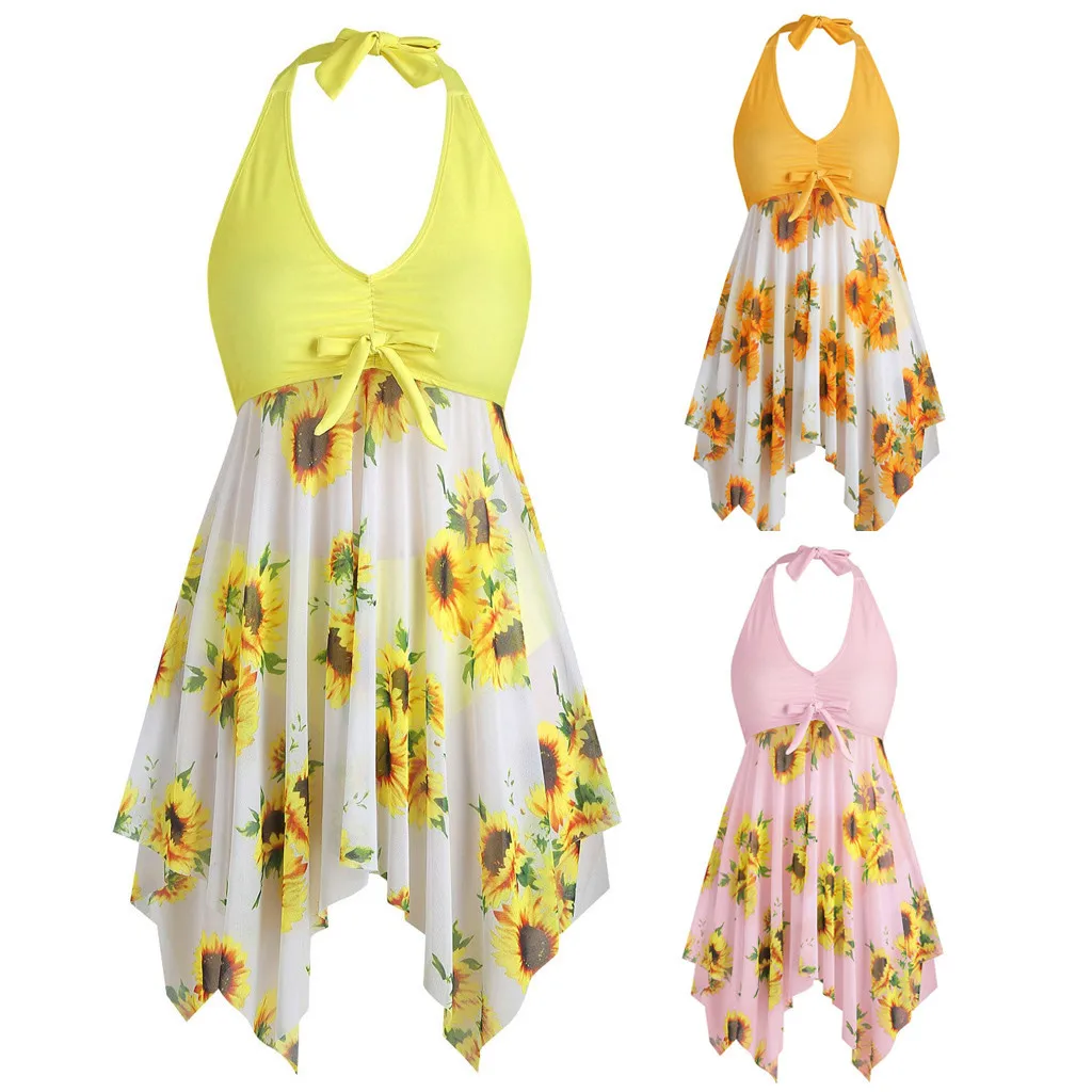 

Sunflower Bikini Swimsuit Maillot De Bain Swimsuit Women Plus Size Print Tankini Swimjupmsuit Swimsuit Beachwear Padded Swimwear