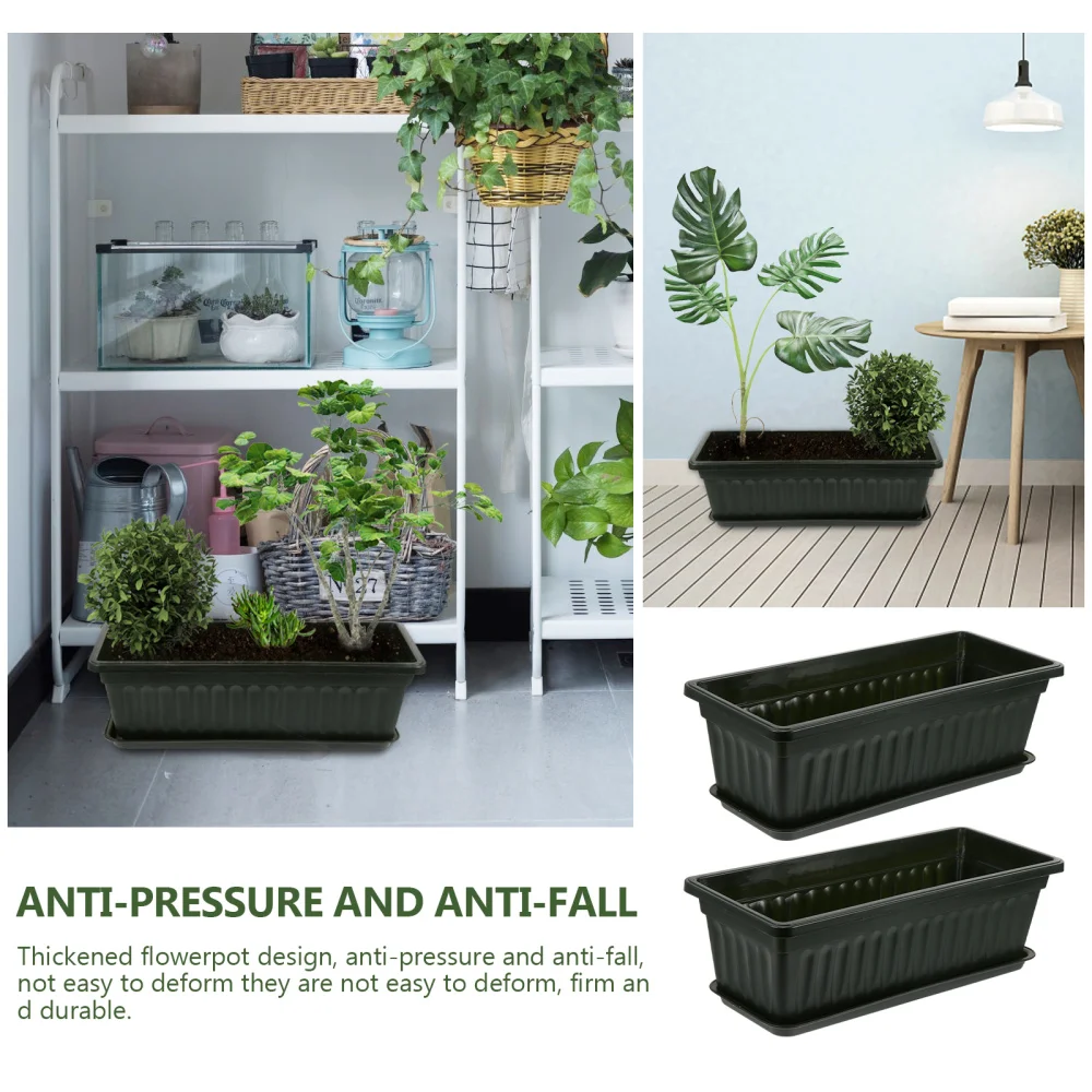 

2Pcs Practical Breathable Plants Pot Garden Vegetable Planting Trough Dark Green