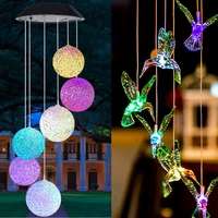 solar light outdoor powered led wind chime ip65 waterproof butterfly hummingbird lawn lamps for garden yard decoration
