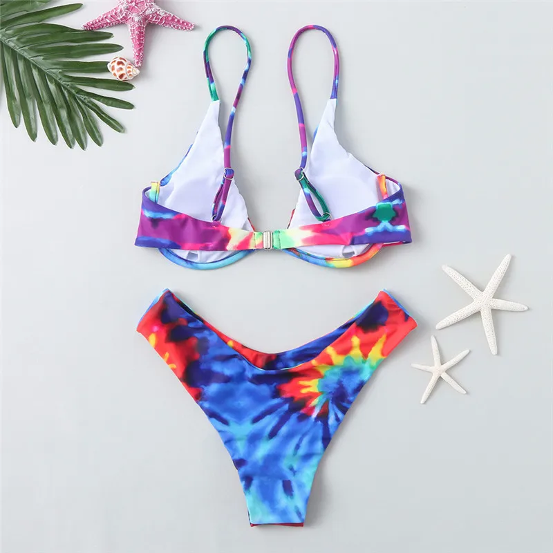 Бикини набор бикини с завязками высокой посадкой на тонких бретелях купальник