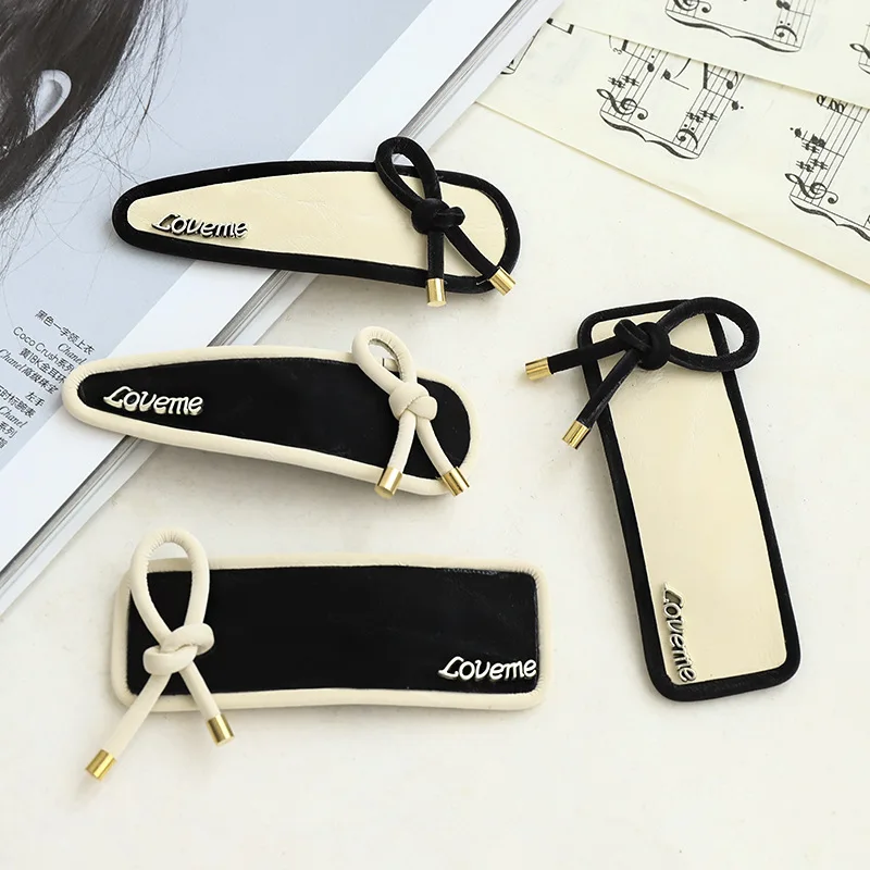 

High Quality Korea Fashion Leather Hairpins Women Girls Hair Clips Pins Accessories Barrettes Hair Ornaments Headwear Headdress