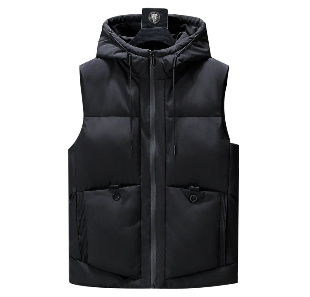 Жилет мужской зимний с капюшоном теплый безрукавка на молнии Повседневная