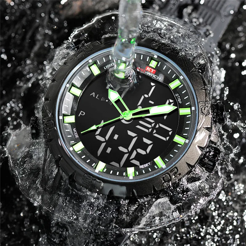 KAT-WACH мужские спортивные многофункциональные электронные часы с большим