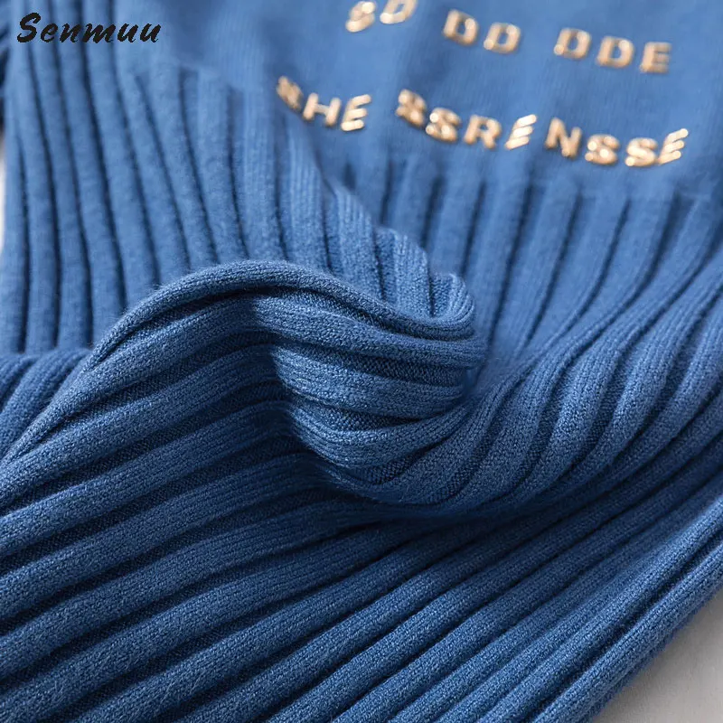 INS 2019 Autumn Women Ladies Turtleneck Soft Letters Sweater Femme Korean Pull Tight Knit Ribbed Jumper Knitwear Top | Женская одежда