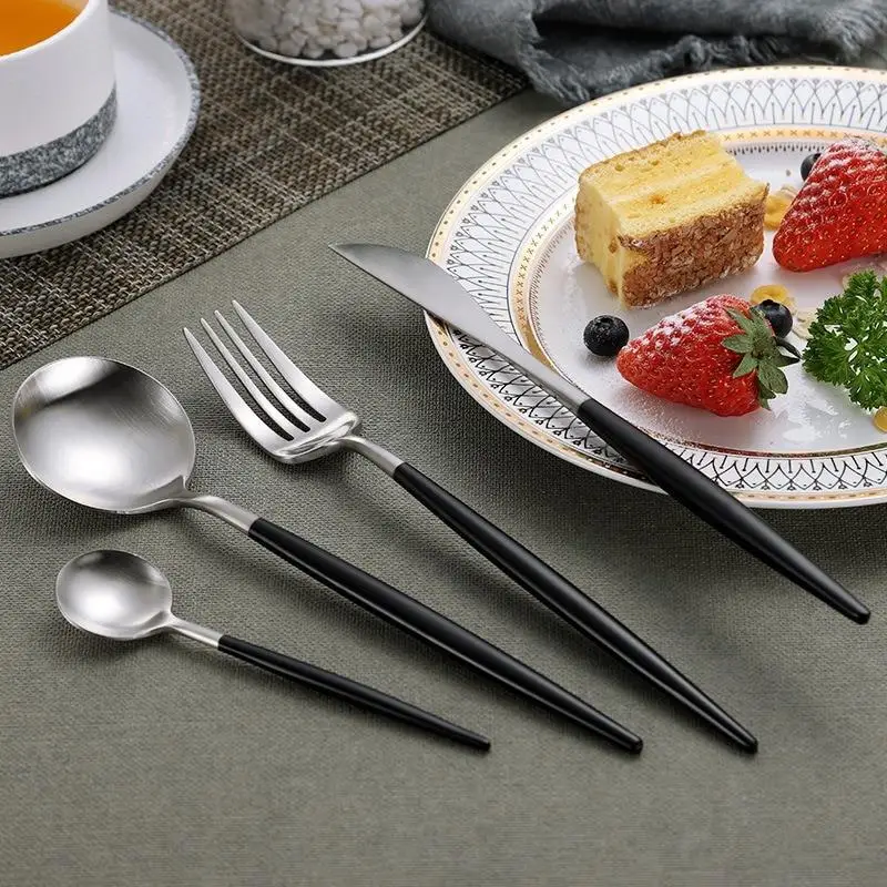 

4pcs Dinnerware Set Gold Silver Knife Fork Spoon Stainless Steel Tableware Home Kitchen Knife Fork Spoon Cutlery Dishwasher Safe