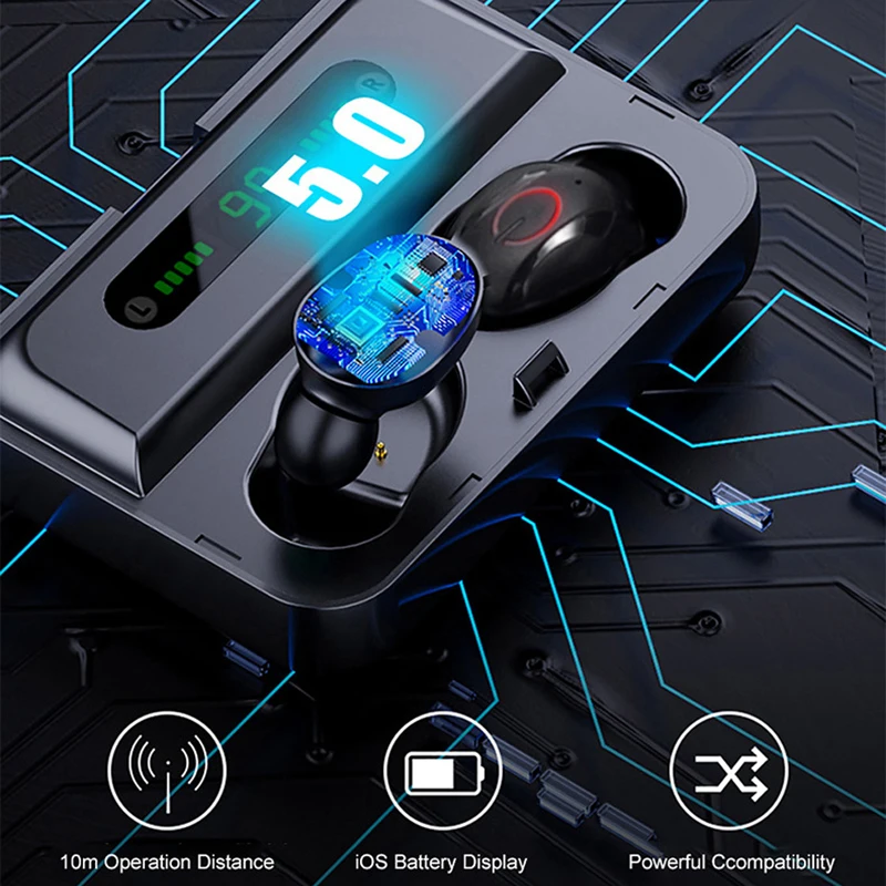 Настоящие беспроводные Bluetooth наушники-вкладыши спортивные шумоподавляющие TWS