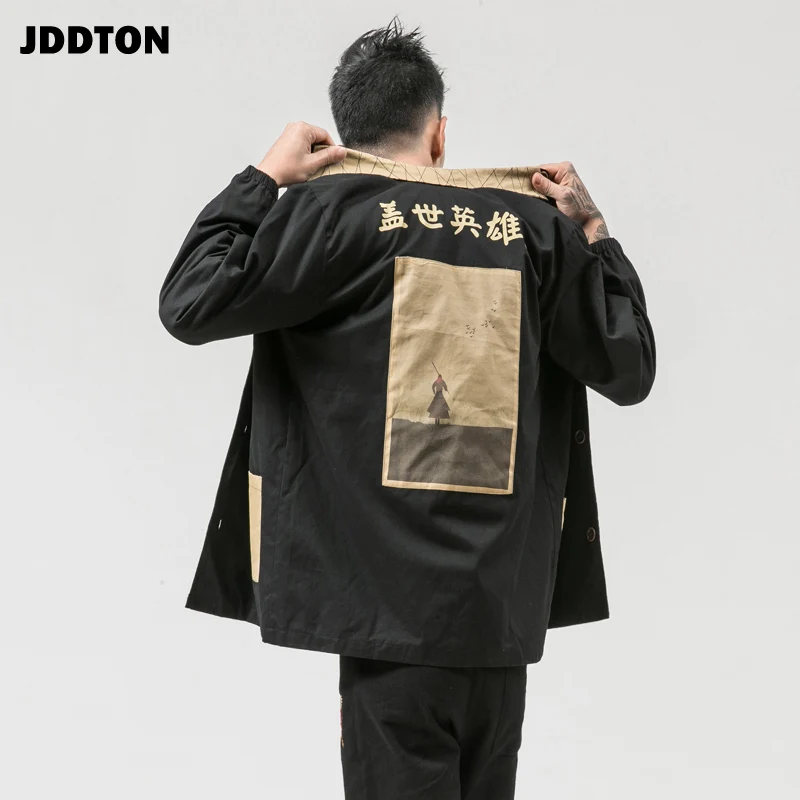 

JDDTON новая осенне-зимняя мужская куртка с принтом Ретро верхняя одежда в китайском стиле ветровка Повседневная Свободная модная верхняя оде...