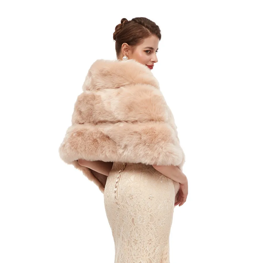 Элегантная зимняя женская шаль и накидка jaevini верхняя одежда из искусственного