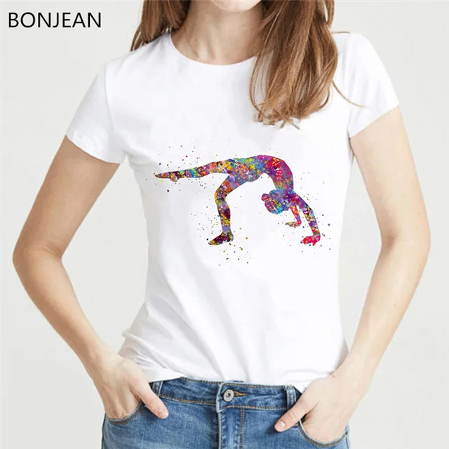 Женская одежда 2019 футболка для волейбола акварелью и графическим принтом