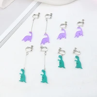 new cute colorful animal acrylic little dinosaur earrings ear clip for girls women children birthday gift lovely jewelry