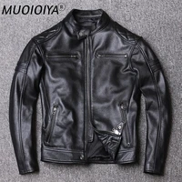 2021 new autumn winter fashion men cow leather jacket motorcycle korea style plus size outwear male classic slim fit coats w20