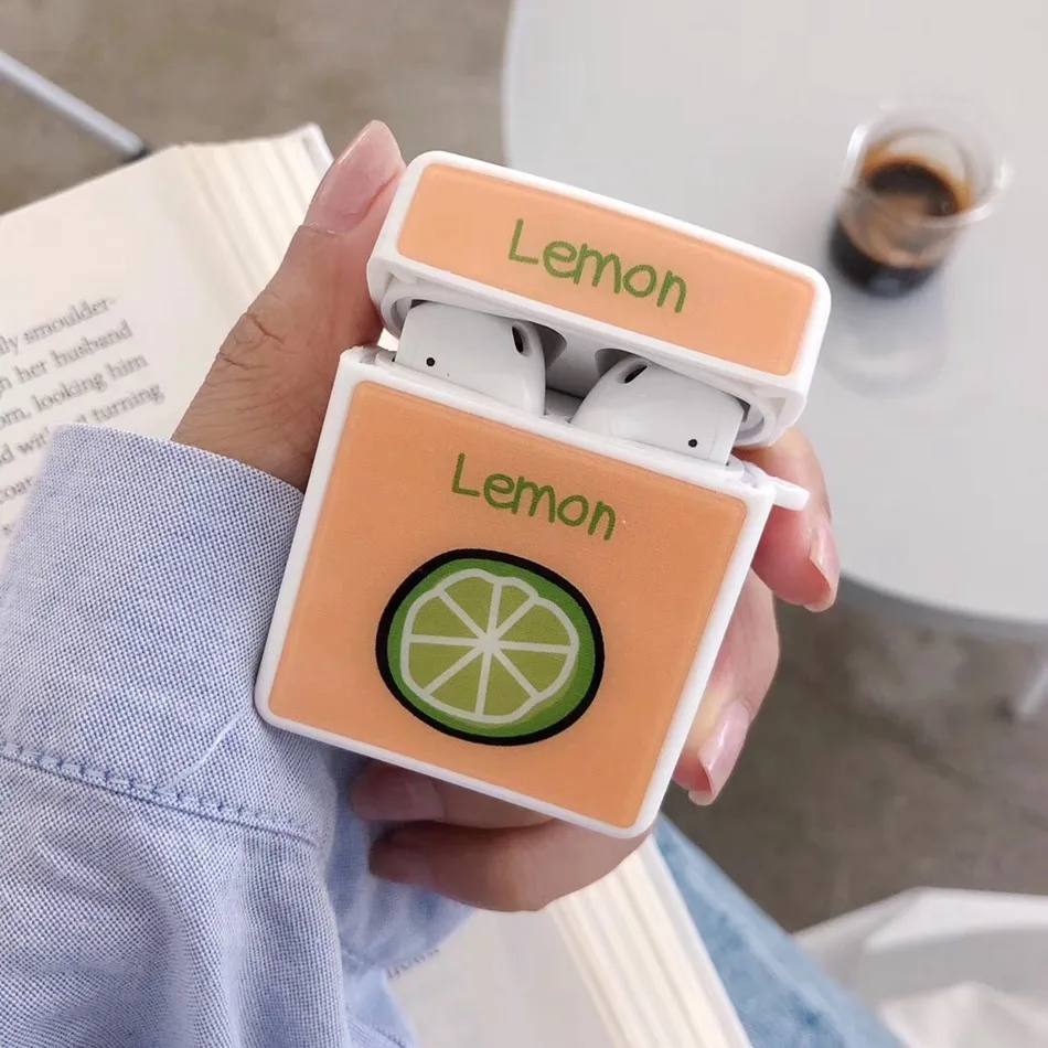 Lemon Для AirPods случае 3D мультяшный наушник чехол для Apple Airpods 2 забавные интимные аксессуары защитную крышку с палец кольцо ремень - Цвет: Lemon