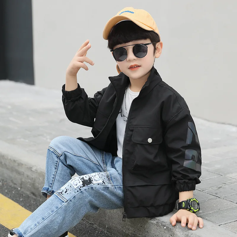 

Kids Boys solid color high-necked jacket new spring / autumn big virgin tunic 4-12 years old