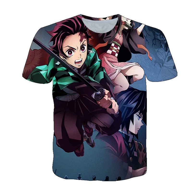 

2021 Summer Fashion Demon Slayer Kids T Shirt 3D Print Cartoon Japan Anime Kawaii Tops For Girls Boys Clothes Short Sleeve Tees
