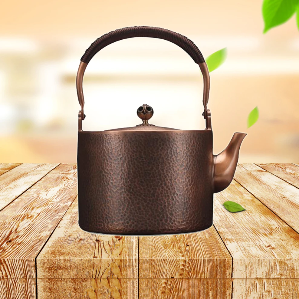 

ENERGE SPRING Старинный медный чайник ручной работы с молотком, чайник из красной меди, утолщенный чайник без покрытия, поделки из чайного набора для здоровья