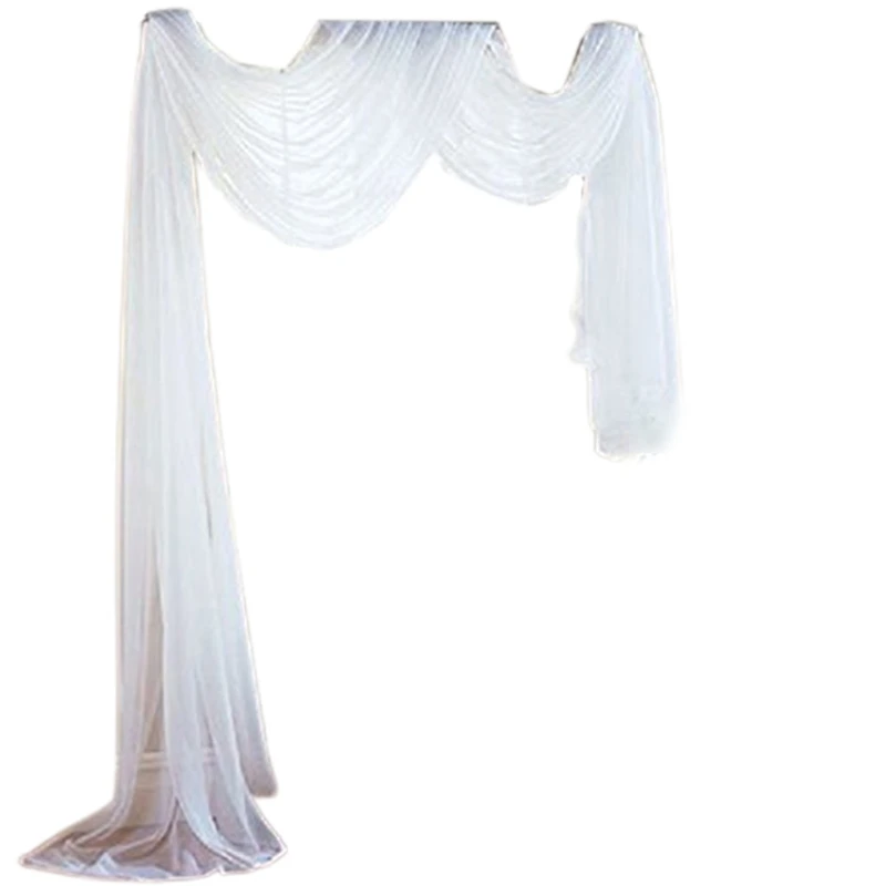 

White Sheer Canopy Bed Curtain Elegant Voile Window Scarf Topper Valance Outdoor Ceremony Wedding Arch Drapes Decoration