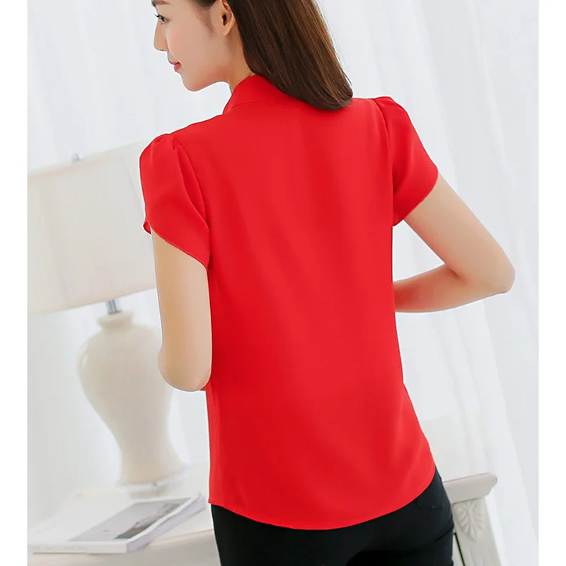 

2019 Women Shirt Chiffon Blusas Femininas Tops Short Sleeve Elegant Ladies Formal Office Blouse Plus Size Chiffon Shirt clothing